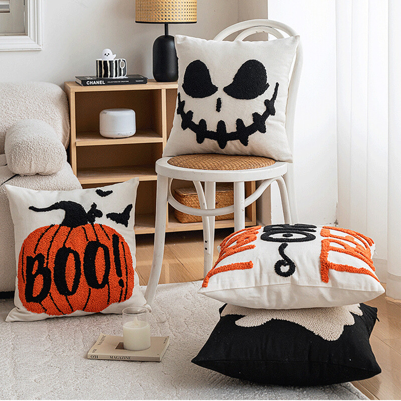 Halloween ukrasna jastučnica narančasta bundeva jastučnica za sofu kauč lanena pamučna jastučnica za jesensko uređenje doma 18x18"