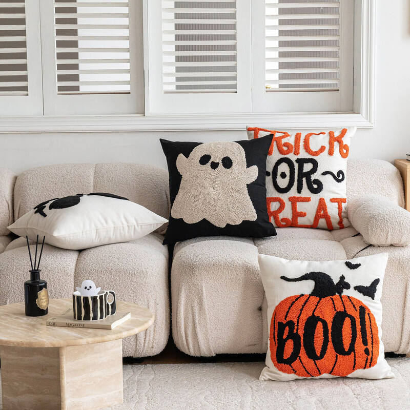 Halloween ukrasna jastučnica narančasta bundeva jastučnica za sofu kauč lanena pamučna jastučnica za jesensko uređenje doma 18x18"