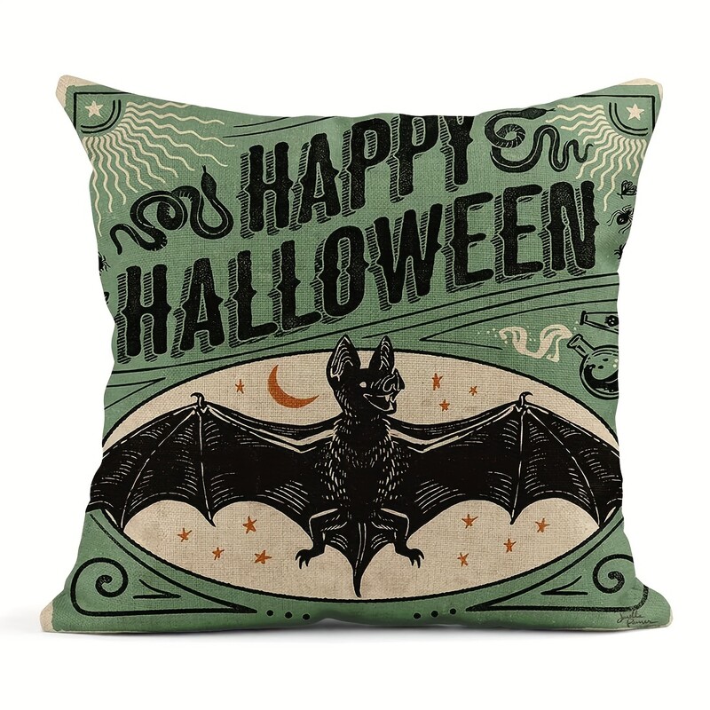 Navlake za jastuke od mješavine lana 45x45cm Vintage Noć vještica Preplašene mačke Bundeve Jastučnice za kućni dekor Četvrtaste jastučnice