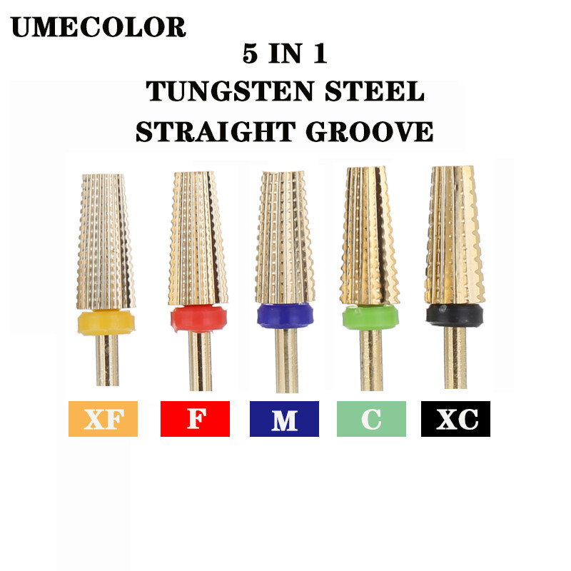 Profesionalne 5 u 1 svrdla za nokte 3/32" glodala Brusilice Vrhovi za akrilne nokte Sredstva za skidanje gel laka Dodaci za uređenje noktiju