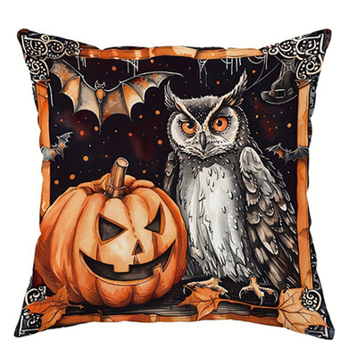 Ukrasna jastučnica za Noć vještica, uzorak dvorca mačke vještica bundeva, pogodna za kućnu sobu, dnevni boravak, navlaka za kauč