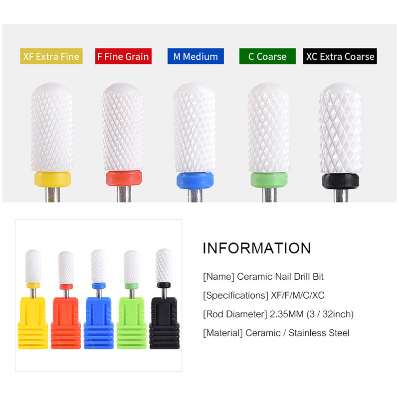 Keraminiai nagų grąžtai akrilo geliui pašalinti guminį silikoninį frezą elektriniam gręžtuvui manikiūrui pedikiūrui