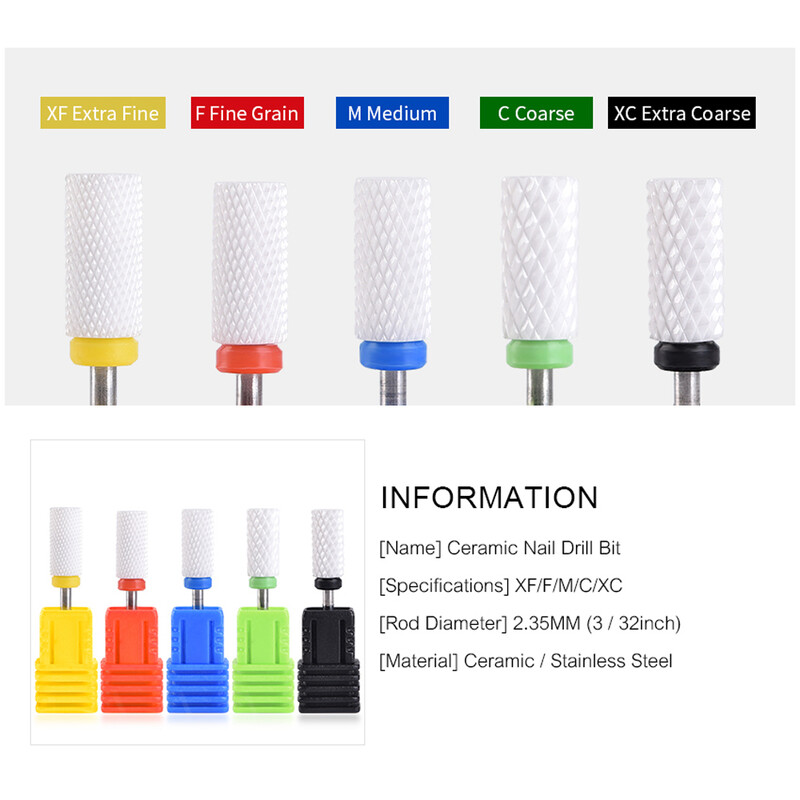 Keraminiai nagų grąžtai akrilo geliui pašalinti guminį silikoninį frezą elektriniam gręžtuvui manikiūrui pedikiūrui