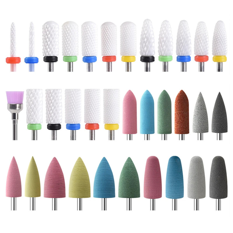 Keraminiai nagų grąžtai akrilo geliui pašalinti guminį silikoninį frezą elektriniam gręžtuvui manikiūrui pedikiūrui