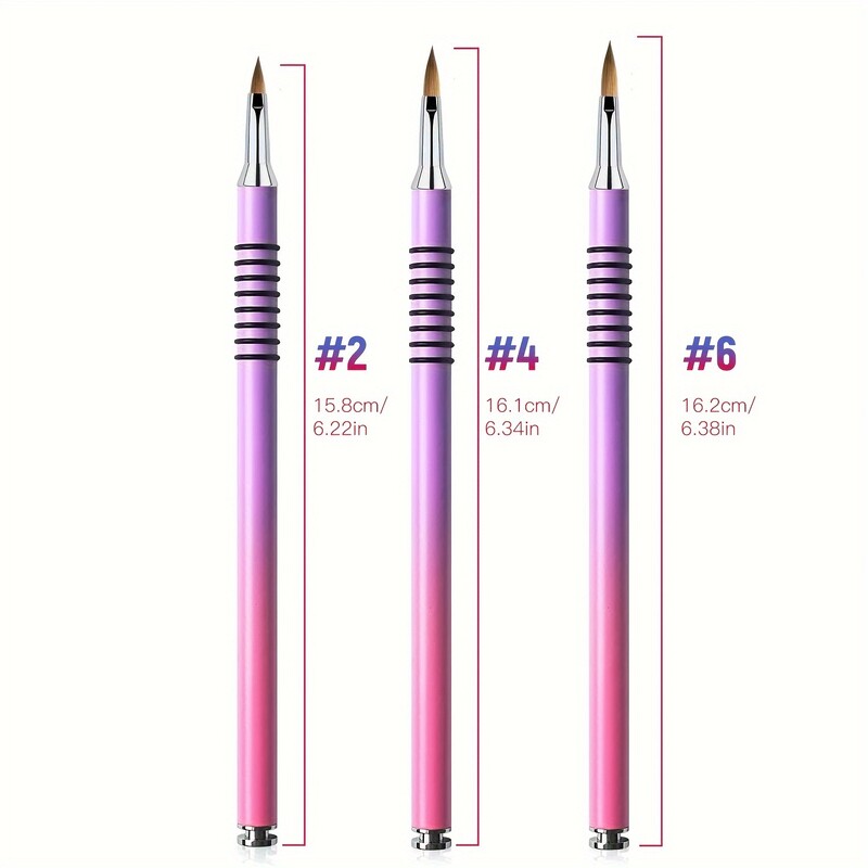 3kom akrilne kristalne četkice za nokte, profesionalna neklizajuća 3D četkica za uljepšavanje noktiju, alat za manikuru za uv gel Builder Dra