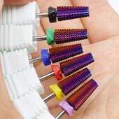 Burghie profesionale pentru unghii din carbură de tungsten violet 5 în 1, freze conice fără parfum pentru îndepărtarea gelului acrilic, manichiură