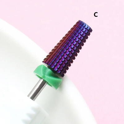 Burghie profesionale pentru unghii din carbură de tungsten violet 5 în 1, freze conice fără parfum pentru îndepărtarea gelului acrilic, manichiură