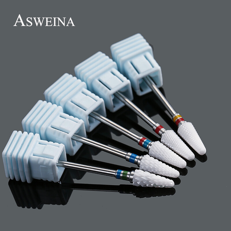 ASWEINA 1PC keramičke burgije za nokte Električno oštro rezanje Rotirajući uređaj za brušenje za manikuru i pedikuru Art alati Turpije za nokte