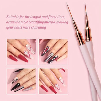 French Stripe Nail Art Liner Brush Set Nail Art Liners Striping Brushes 7/9/11/15/25mm Πινέλα ζωγραφικής στυλό σχεδίασης UV Gel