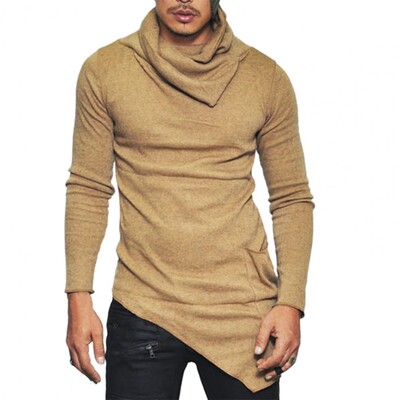 Popularna rasprodaja, modna ulična odjeća, ulična majica s kornjačevim izrezom, muška hip-hop asimetrična tanka dizajnirana muška majica dugih rukava