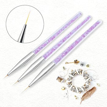 3PCS Нова четка за нокти Art Line Painting Pen 3D Tips Направи си сам акрилни UV гел четки Дизайн на рисунки Маникюр Рисуване Инструмент за ноктопластика