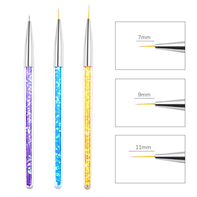 3 vnt. Naujas Nail Brush Art Line Painting Pen 3D Tips Pasidaryk pats akrilo UV gelio šepečiai Piešimo dizaino manikiūro dažymo nagų dailės įrankis