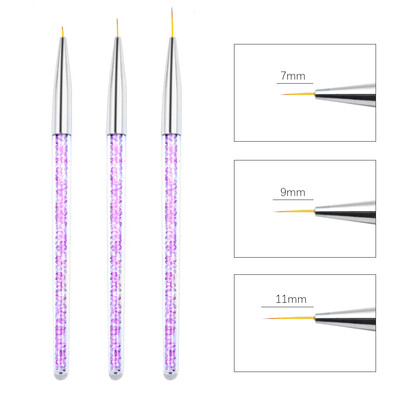 3 vnt. Naujas Nail Brush Art Line Painting Pen 3D Tips Pasidaryk pats akrilo UV gelio šepečiai Piešimo dizaino manikiūro dažymo nagų dailės įrankis