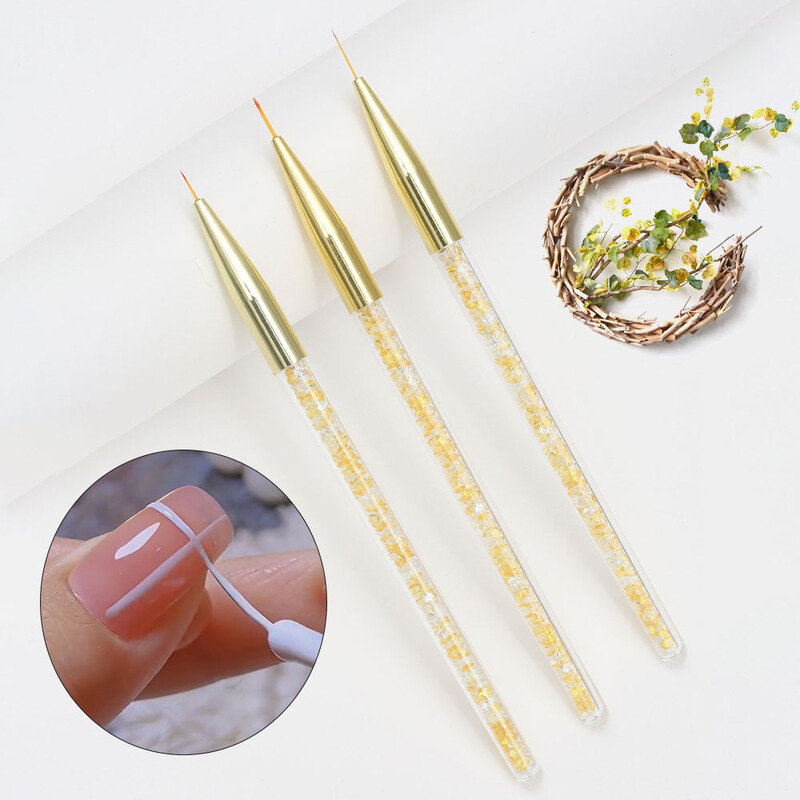 3 vnt. Naujas Nail Brush Art Line Painting Pen 3D Tips Pasidaryk pats akrilo UV gelio šepečiai Piešimo dizaino manikiūro dažymo nagų dailės įrankis