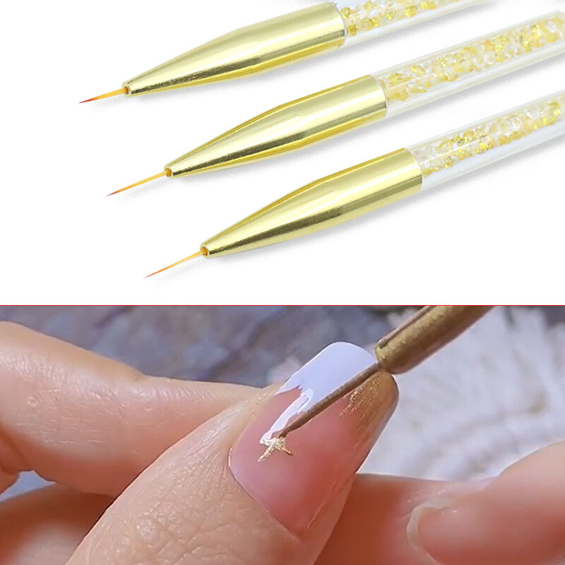 3 vnt. Naujas Nail Brush Art Line Painting Pen 3D Tips Pasidaryk pats akrilo UV gelio šepečiai Piešimo dizaino manikiūro dažymo nagų dailės įrankis