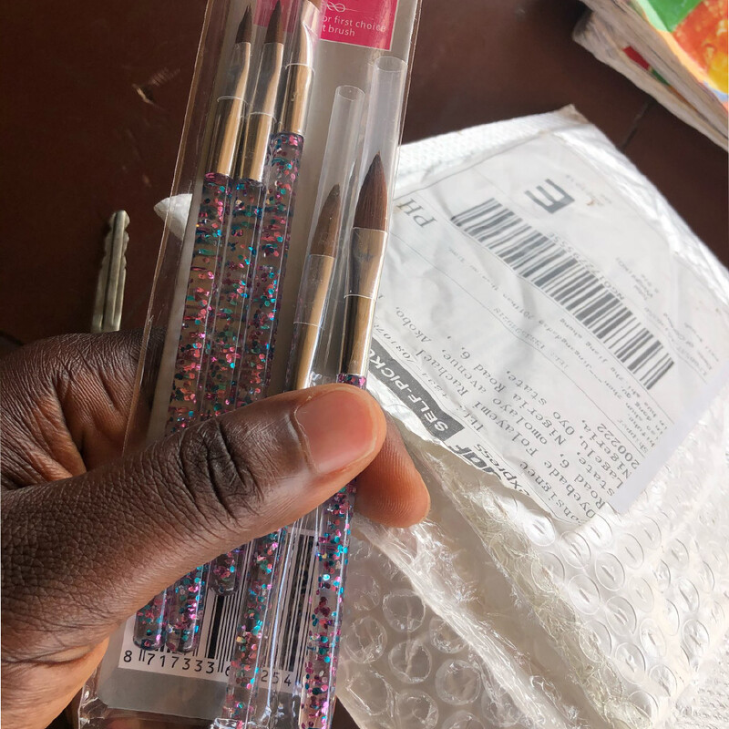 5kom svjetlucave ručke Nail Art Kist 10/13/15/17/19mm Vještina pisanja za akrilne kistove u prahu DIY kist za izradu alata za manikuru*TB