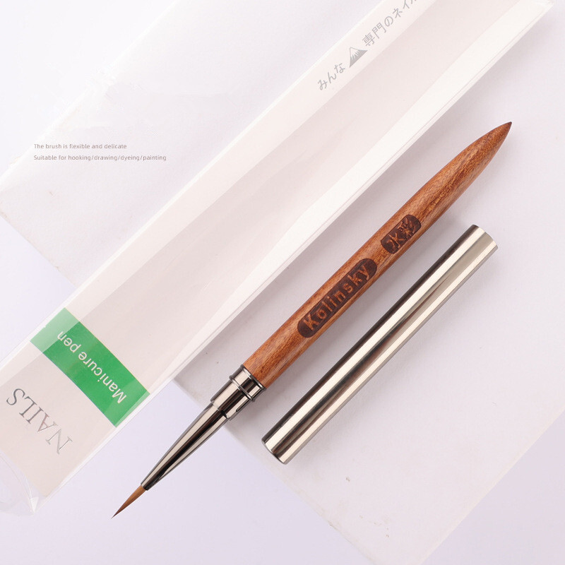 1 kom sandalovine Drška Kolinsky Nail Liner Kist Olovka za slikanje noktiju Kistovi za akrilne UV gelove Crystal Alat za manikuru Četkica za nokte