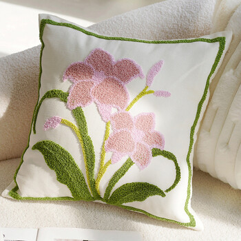 45x45cm Nordic Simple Throw Κάλυμμα μαξιλαριού Simple Pink Lily Stamping Coach Mashion Waist Decor Διακοσμητική μαξιλαροθήκη σπιτιού