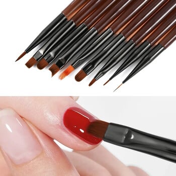 9 τμχ UV Gel Nail Liner Πέννα Μανικιούρ Ζωγραφικής Ακρυλικό πινέλο σχεδίασης για Nail Art Design Nails Tip Display Painting Painting