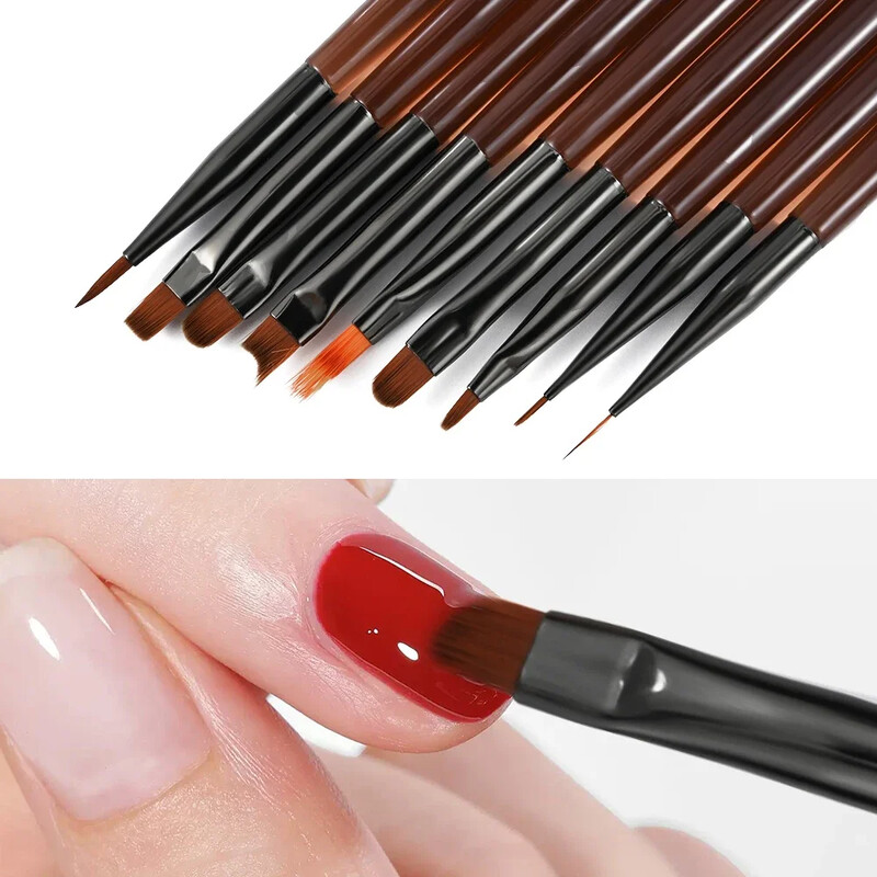 9PCS UV Gel četkica za nokte Liner DIY olovka za slikanje Manikura Akrilna četkica za crtanje za dizajn noktiju Nail Art alat za slikanje vrhova