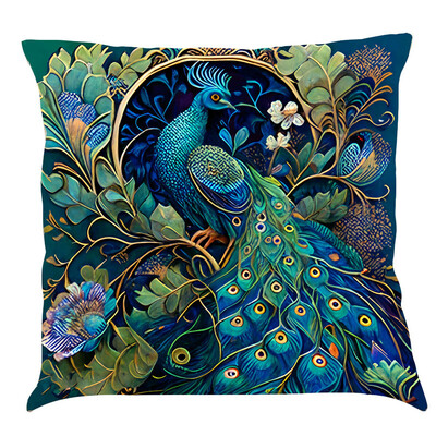 Nordijski stil uljane slike Paun Jastučnica 45x45 cm Pamučno laneno jastučnica za kauč, Jastučnica za uređenje doma