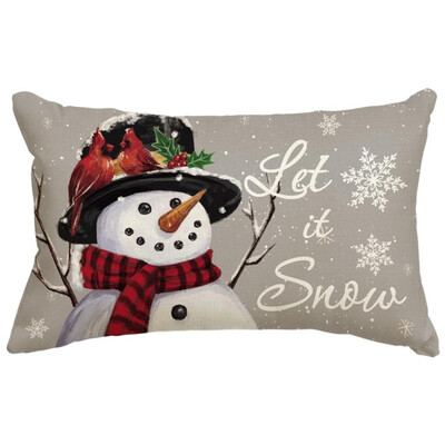 30*50CM Božićne navlake za jastuke Lanene Snjegovići Medenjaci Jastučnice 2025 Božićna jastučnica za kauč fotelja krevet auto