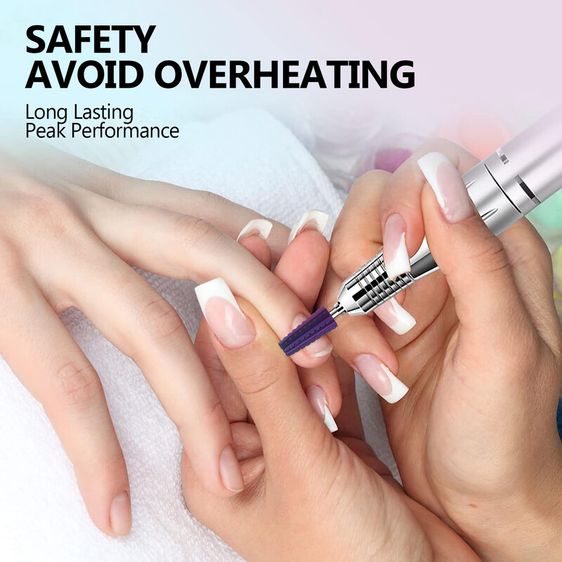 Burghiu pentru unghii din carbură de tungsten 5 în 1 Burghie electrice pentru manichiură pentru mașină de frezat Pile de unghii Pedichiură Nail Art