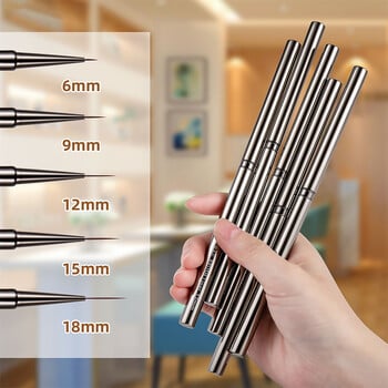 1PC Nail Liner Brush Drawing Lines Stripe Painting Flower Brushes 6/9/12/15/18mm Metal Handle Pen Nail Art DIY Tools Manicure