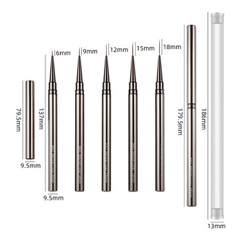 1PC Nail Liner Brush Drawing Lines Stripe Painting Flower Brushes 6/9/12/15/18mm Metal Handle Pen Nail Art DIY Tools Manicure