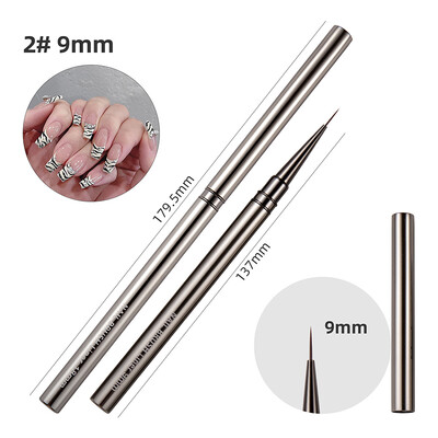 1PC Četka za crtanje noktiju Crtanje linija Crtanje pruga Četke za cvijeće 6/9/12/15/18 mm Olovka s metalnom drškom Nail Art Alati za DIY manikuru