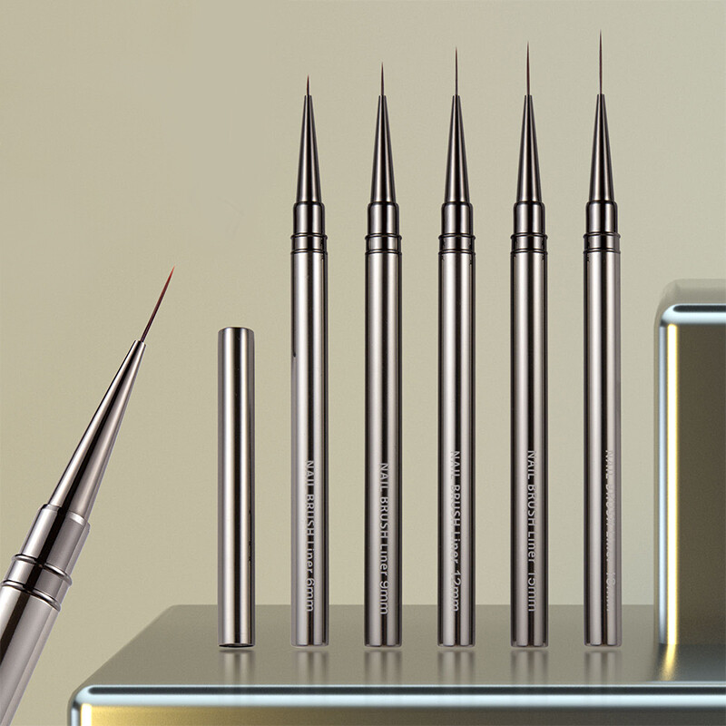 1PC Četka za crtanje noktiju Crtanje linija Crtanje pruga Četke za cvijeće 6/9/12/15/18 mm Olovka s metalnom drškom Nail Art Alati za DIY manikuru