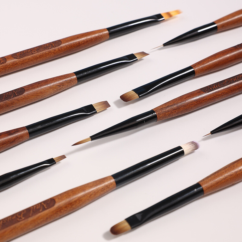 Körömdíszítő ecsetek készlet 12 db Körömbélelő Ecset Körömfestő Toll Akril UV Gél ecsetek Crystal Ombre Manikűr Spatula Poly eszköz