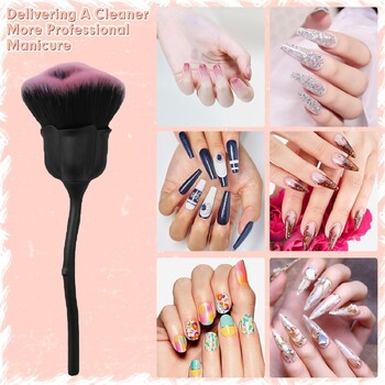 Четка за прах за нокти Rose Flower Ultra Soft Nylon Dust Brush for Manicure Cleaner Tools Rose Shape Nail Brush Cleaning Supplies