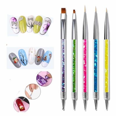 5 db Nails Art Dotting Pen Körömkefék Nails Arthoz Kiegészítők Eszközkészletek Köröm kellékek Profi Manikűr készlet