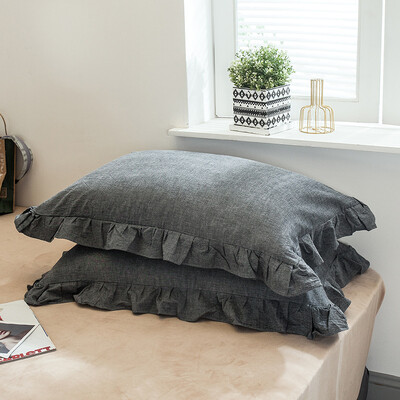 2Pcs 48x74cm Isprana pamučna jastučnica Kućna posteljina Super mekana karirana jastučnica Naborana jastučnica Dekoracija spavaonice za djevojačku sobu