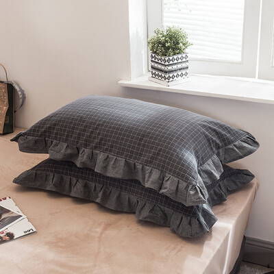 2Pcs 48x74cm Isprana pamučna jastučnica Kućna posteljina Super mekana karirana jastučnica Naborana jastučnica Dekoracija spavaonice za djevojačku sobu