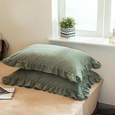 2Pcs 48x74cm Isprana pamučna jastučnica Kućna posteljina Super mekana karirana jastučnica Naborana jastučnica Dekoracija spavaonice za djevojačku sobu