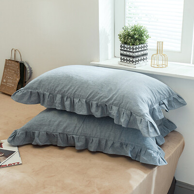 2Pcs 48x74cm Isprana pamučna jastučnica Kućna posteljina Super mekana karirana jastučnica Naborana jastučnica Dekoracija spavaonice za djevojačku sobu