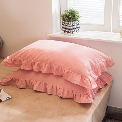 2Pcs 48x74cm Isprana pamučna jastučnica Kućna posteljina Super mekana karirana jastučnica Naborana jastučnica Dekoracija spavaonice za djevojačku sobu