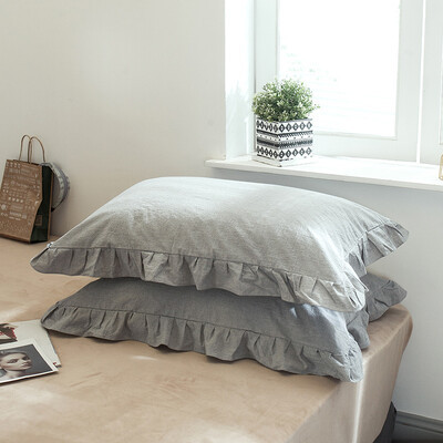 2Pcs 48x74cm Isprana pamučna jastučnica Kućna posteljina Super mekana karirana jastučnica Naborana jastučnica Dekoracija spavaonice za djevojačku sobu