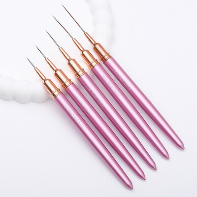 Metalna ručka, 5 kom. 4/8/12/20/25 mm Set četkica za crtanje noktiju Ultra-tanke linije s prugama Olovka za dizajn noktiju Alat za manikuru