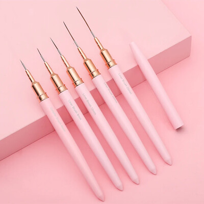 Metalna ručka, 5 kom. 4/8/12/20/25 mm Set četkica za crtanje noktiju Ultra-tanke linije s prugama Olovka za dizajn noktiju Alat za manikuru