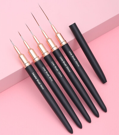 Metalna ručka, 5 kom. 4/8/12/20/25 mm Set četkica za crtanje noktiju Ultra-tanke linije s prugama Olovka za dizajn noktiju Alat za manikuru