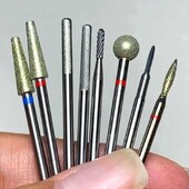 7 vnt./komplektas volframo karbido grąžtai deimantiniai frezavimo pjovikliai Profesionalūs elektriniai sidabriniai nagų grąžtai pedikiūro manikiūro įrankis