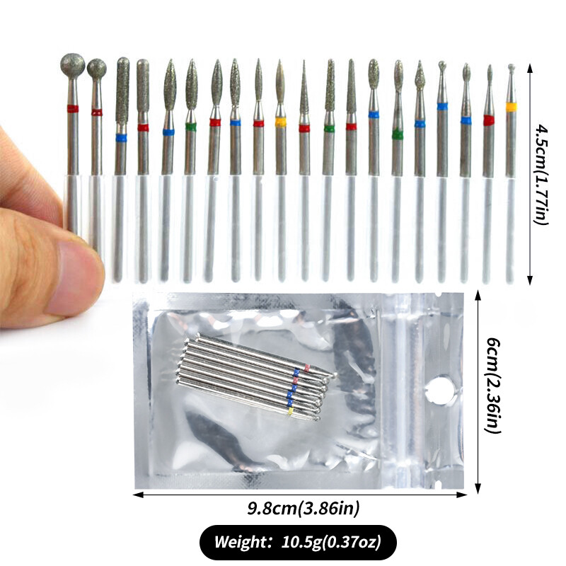 7 vnt./komplektas volframo karbido grąžtai deimantiniai frezavimo pjovikliai Profesionalūs elektriniai sidabriniai nagų grąžtai pedikiūro manikiūro įrankis