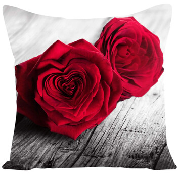 Poetic Red Rose Flower Print Πολυεστερική Μαξιλαροθήκη Κάλυμμα Μαξιλαριού Καναπέ Βελτιωτικό Σπίτι Διακόσμηση Τετράγωνο 45x45