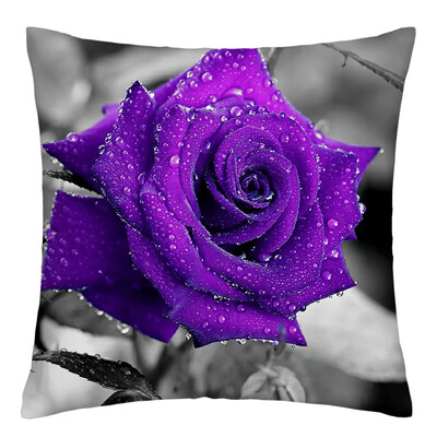 Poetični print cvijeta crvene ruže Poliesterska jastučnica Kauč Jastučnica Dekoracija za uređenje doma Kvadrat 45x45
