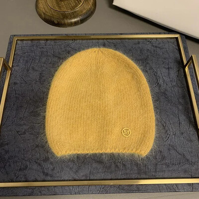 2024 New Fashion μονόχρωμο χειμερινό καπέλο από γούνα κουνελιού για γυναικεία μακρυμάλλη Ζεστό καπέλο απλό υψηλής ποιότητας Soft Spring Beanies Χονδρική