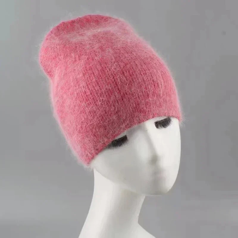 2024 New Fashion μονόχρωμο χειμερινό καπέλο από γούνα κουνελιού για γυναικεία μακρυμάλλη Ζεστό καπέλο απλό υψηλής ποιότητας Soft Spring Beanies Χονδρική