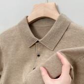 Jesen i zima Novi topli mekani pulover Muška poslovna pletenina na rever Ležerna jednobojna polo majica dugih rukava Ured